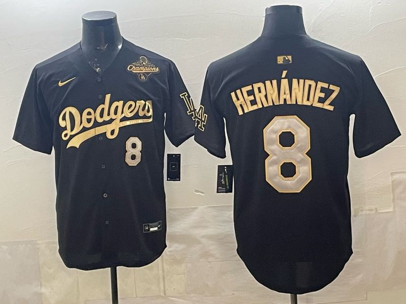Men 2026 Los Angeles Dodgers #8 Hernandez Black gold Game Nike MLB Jersey 0006